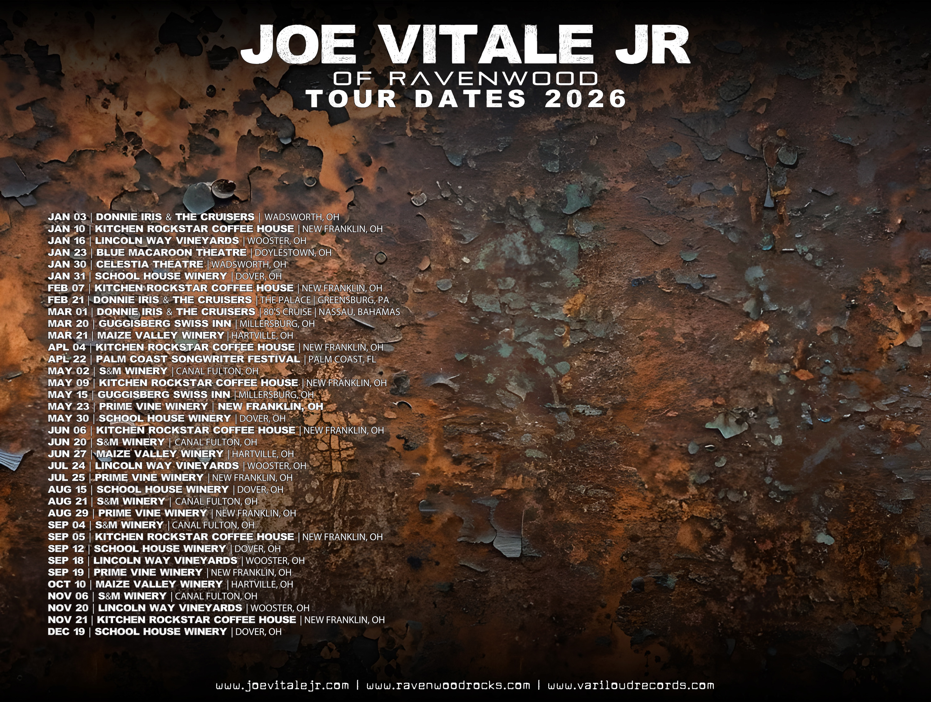 Joe Vitale Jr Tour Dates